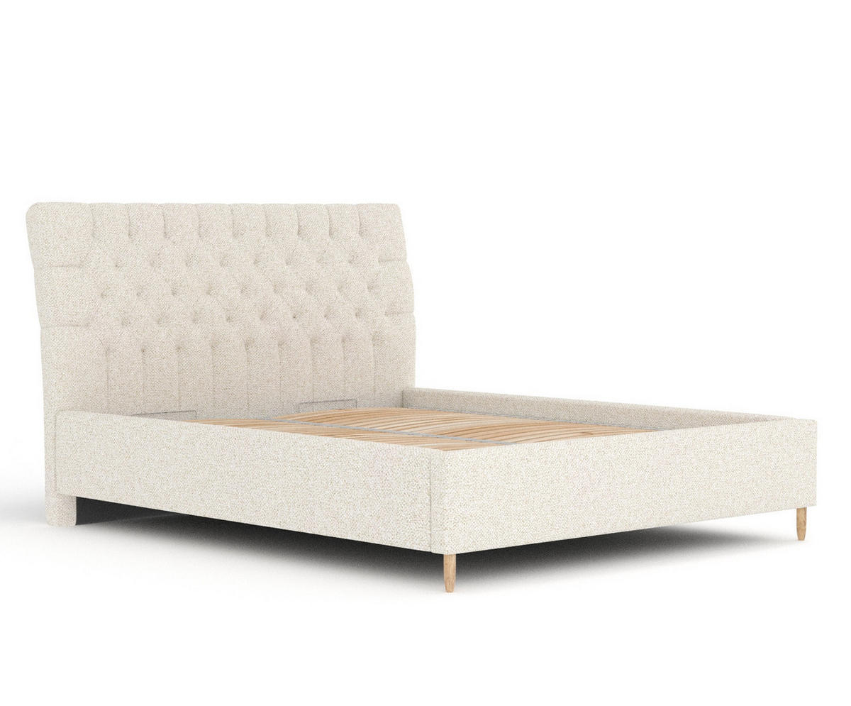 POLSTERBETT Vezzola Creme 160/200 cm im Plüsch-Stoff - Creme/Naturfarben, Holz/Holzwerkstoff (160/200cm) - Maison de Reve