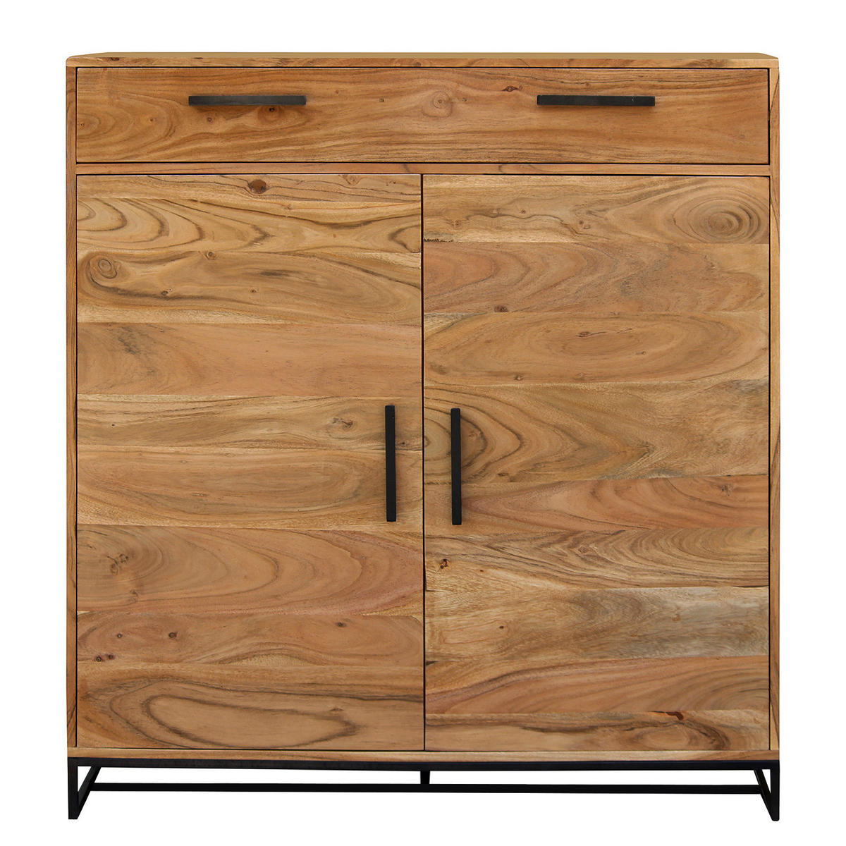 SCHUHKOMMODE - Akazie massiv / Eisen - Akaziefarben, Holz (110/120/37cm) - home24