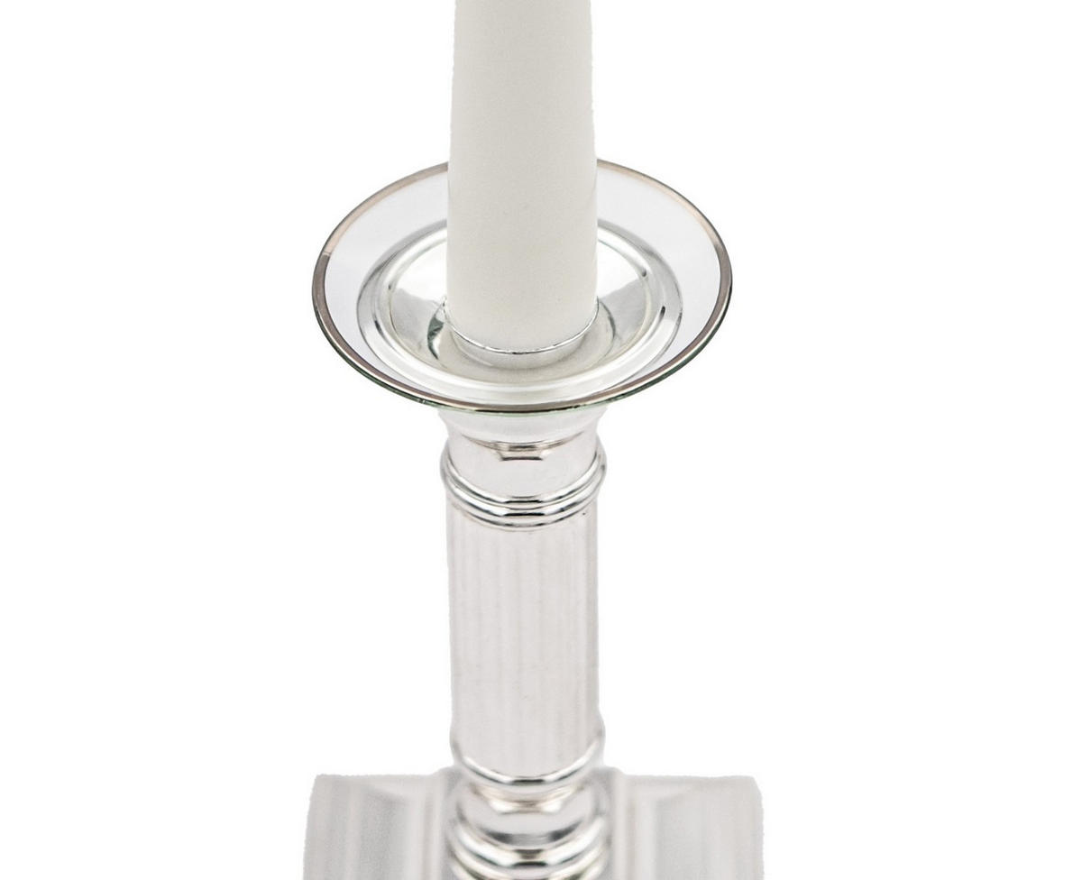 GLAS-KERZENMANSCHETTE (Bobeches) "Silberrand" für Kerzen bis Ø 25 mm - Transparent, Paraffin (7/0.2/7cm) - Holfeuer Crystal Design