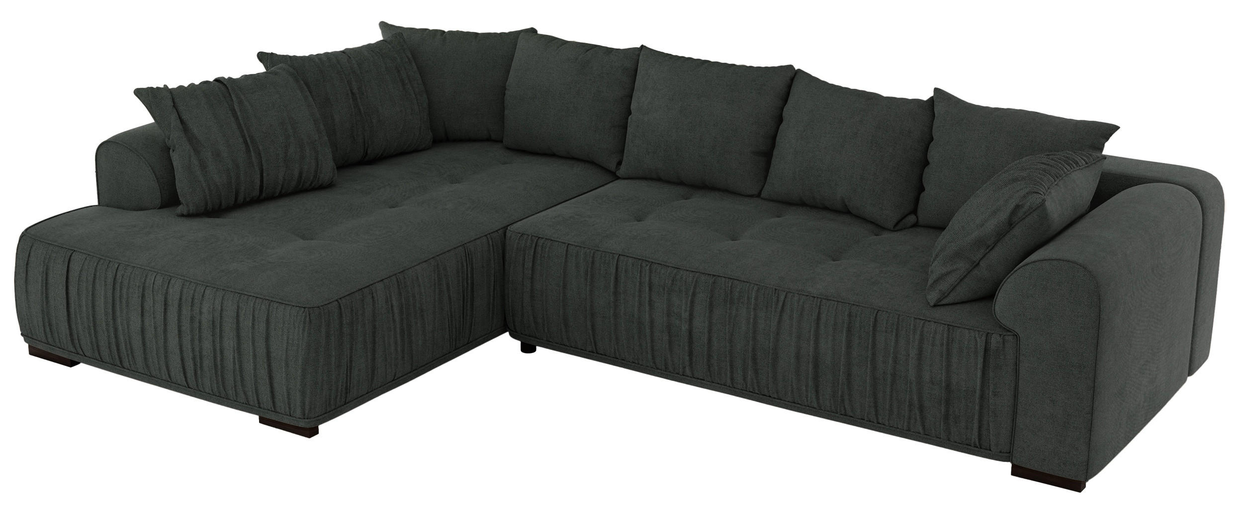 ECKSOFA ORTA Dunkelgrau Stukture - Links - Dunkelgrau/Schwarz, Textil (325/200cm) - MKS