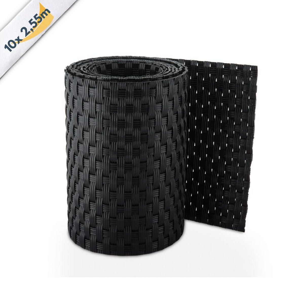SICHTSCHUTZSTREIFEN Rattan für Doppelstabmatten UV-beständig Schwarz 10x 2,55m - Schwarz, Kunststoff (2550/19cm) - ZAUN|ZU