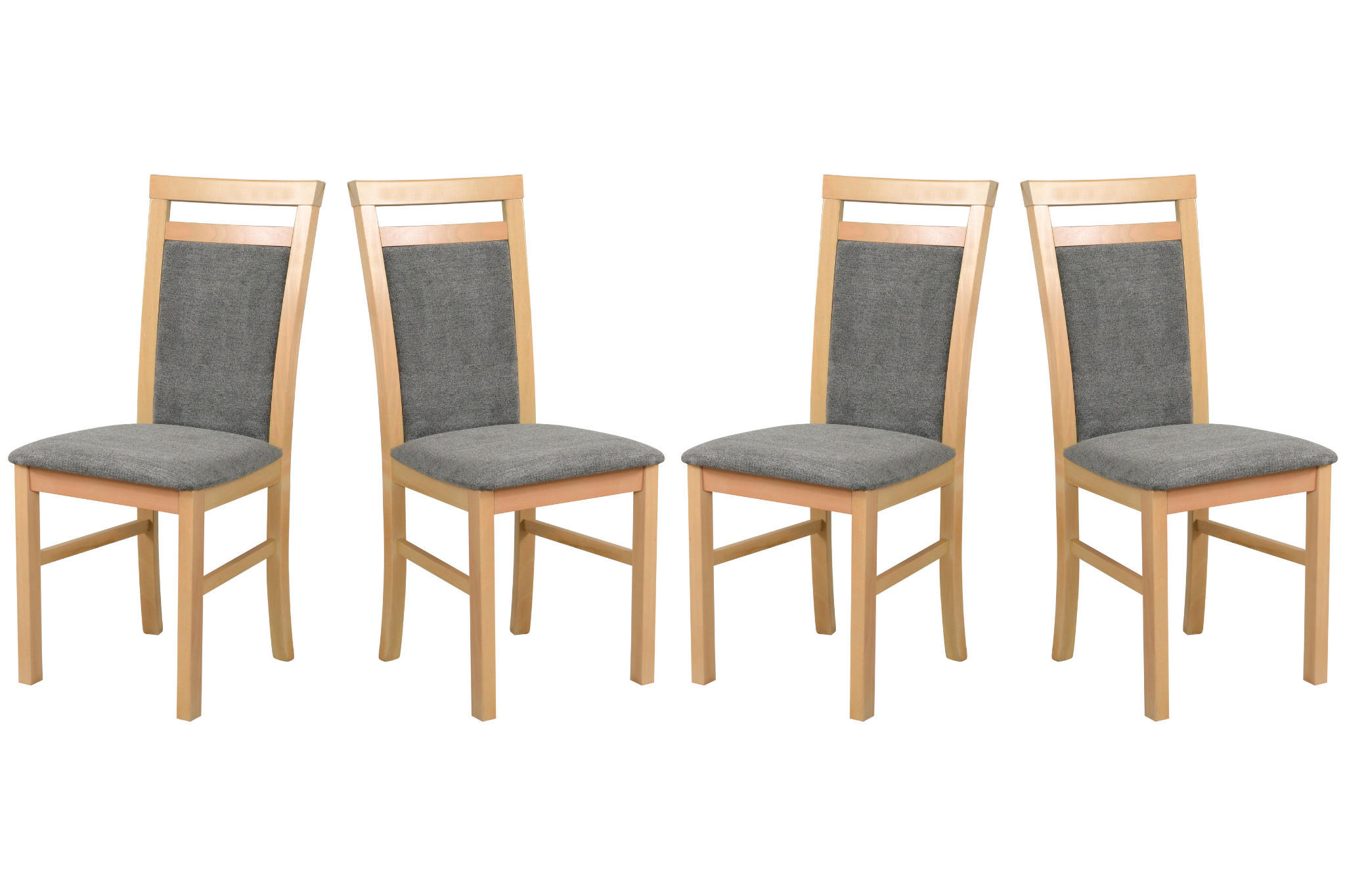 ESSZIMMERSTUHL - Set 4x MILANO 5 grandson, aston 6 - Dunkelgrau/Birkefarben, Holz (43/94/40cm) - Leaf Design