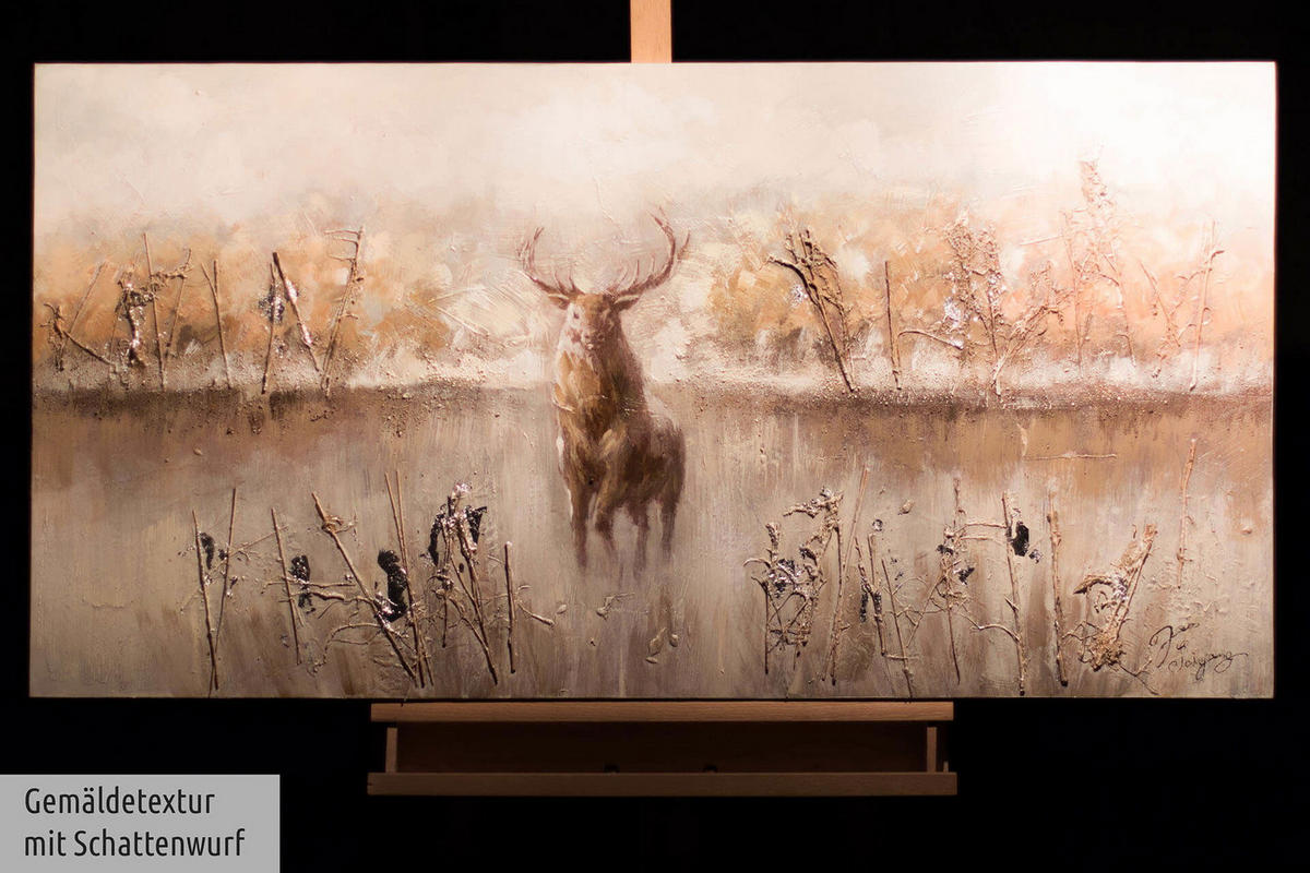 ACRYLBILD HANDGEMALT 120/60 cm - Beige/Braun, Holz/Textil (120/60cm) - KUNSTLOFT