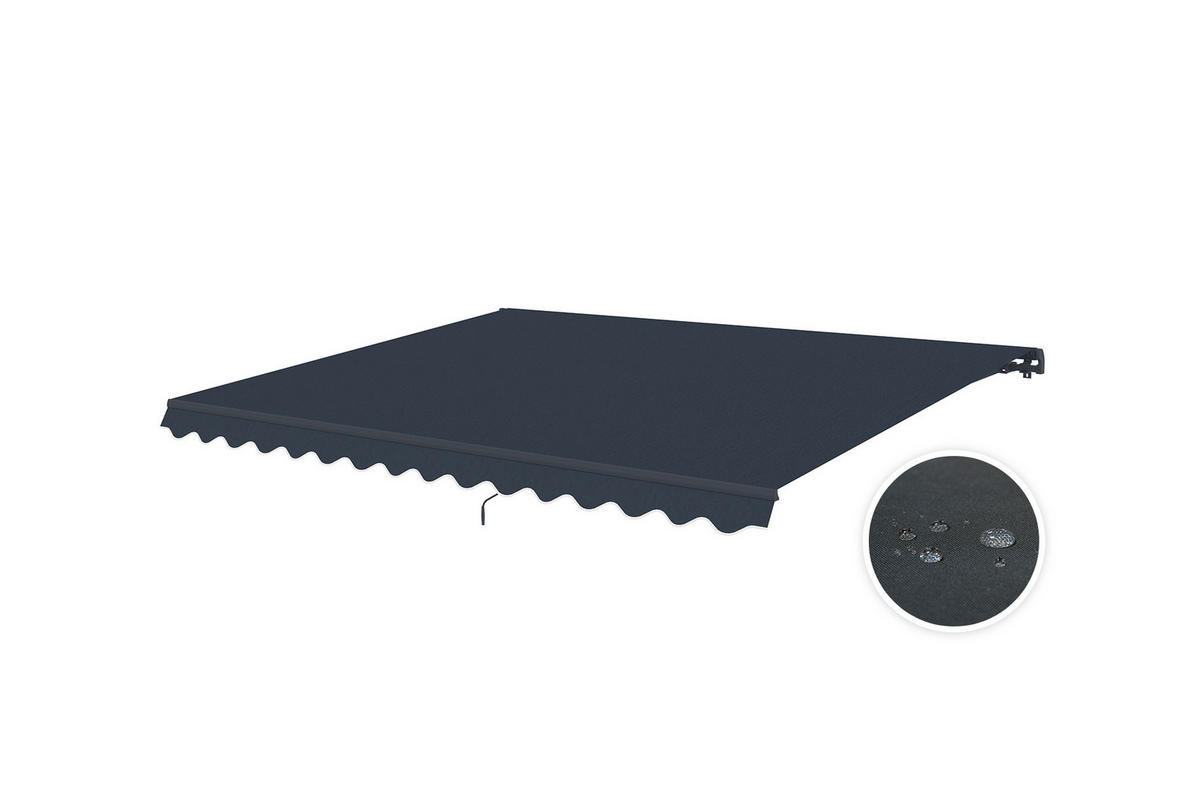 EINTEILIGE MARKISE Vecchio Grau 4m x 3m - Premium-Leinwand 320g/m² - Grau, Metall (395/270/300cm) - Cazeboo