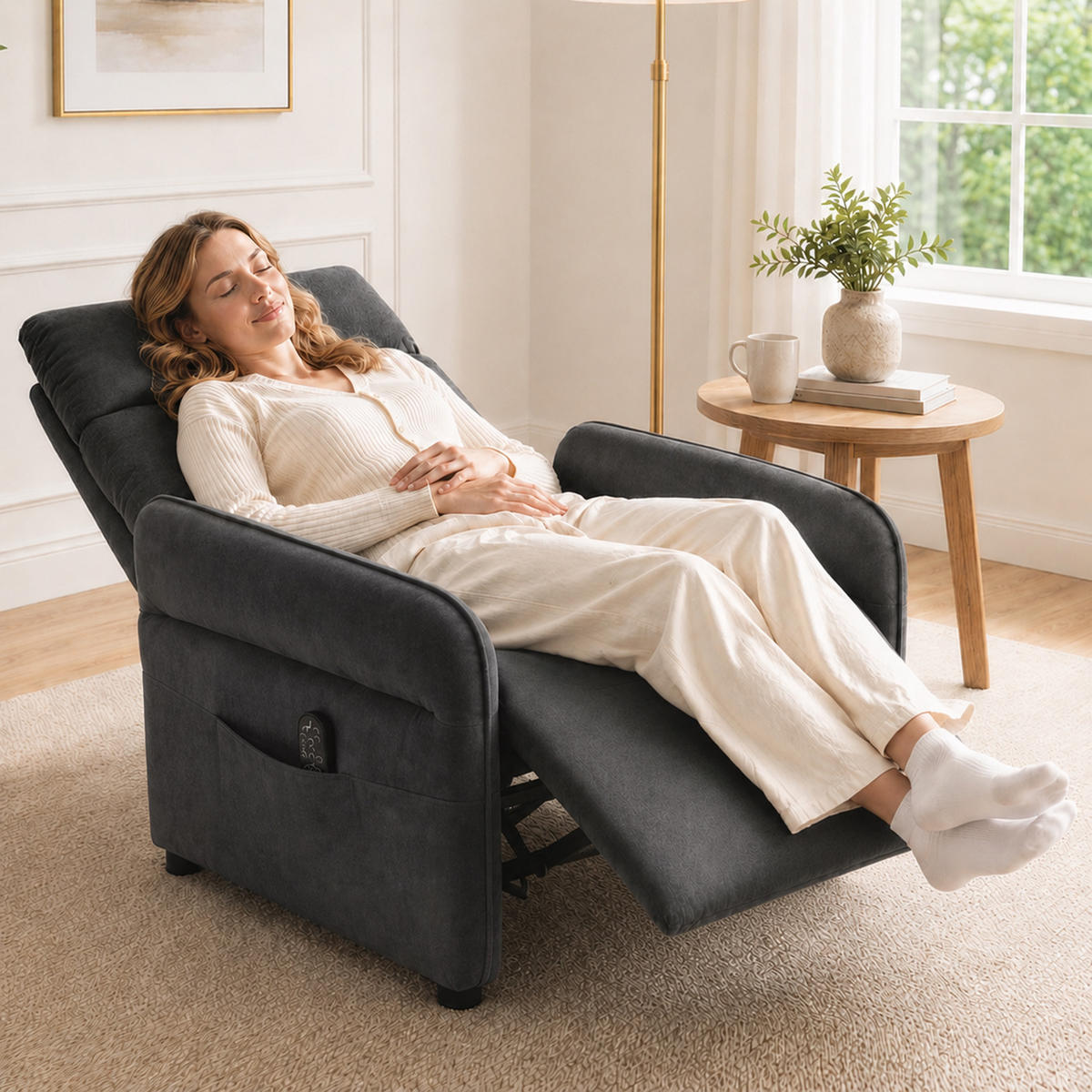 RELAXSESSEL Polyester Dunkelgrau - Dunkelgrau, Kunststoff/Textil (74/103/89cm) - HOMCOM