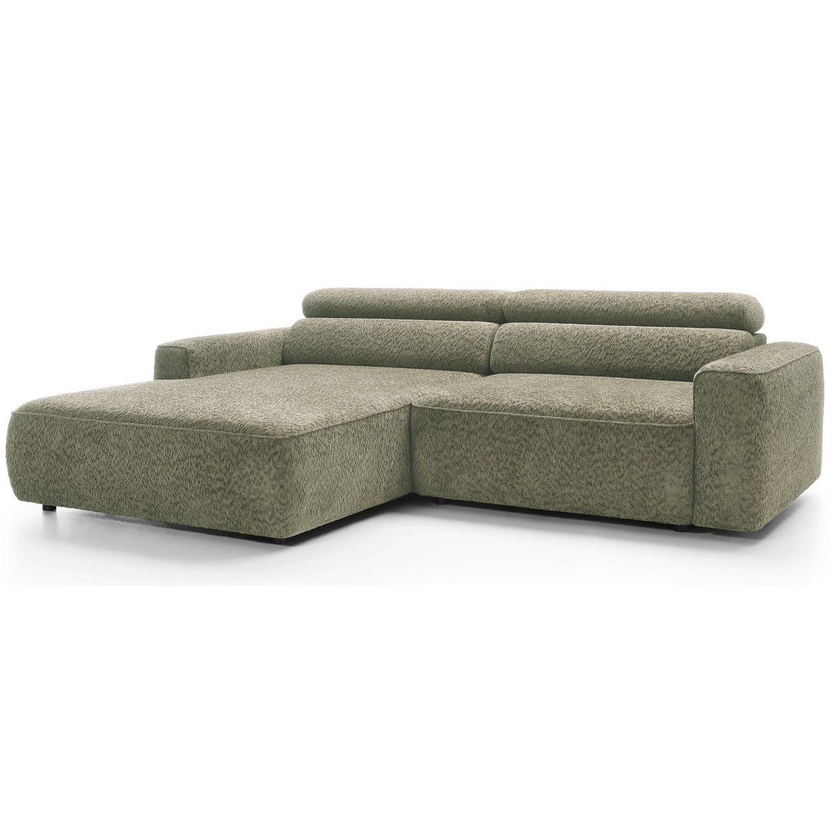 ROHOVÁ pohovka Fando s elektricky výsuvným sedákem, šalvějový ženil, levá - černá/světle zelená, textil/plast (252/182cm) - Selsey