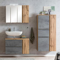 BADMÖBEL-SET 3-TLG. Vasto-03 - Grau, Holzwerkstoff (165/200/35cm) - Lomado