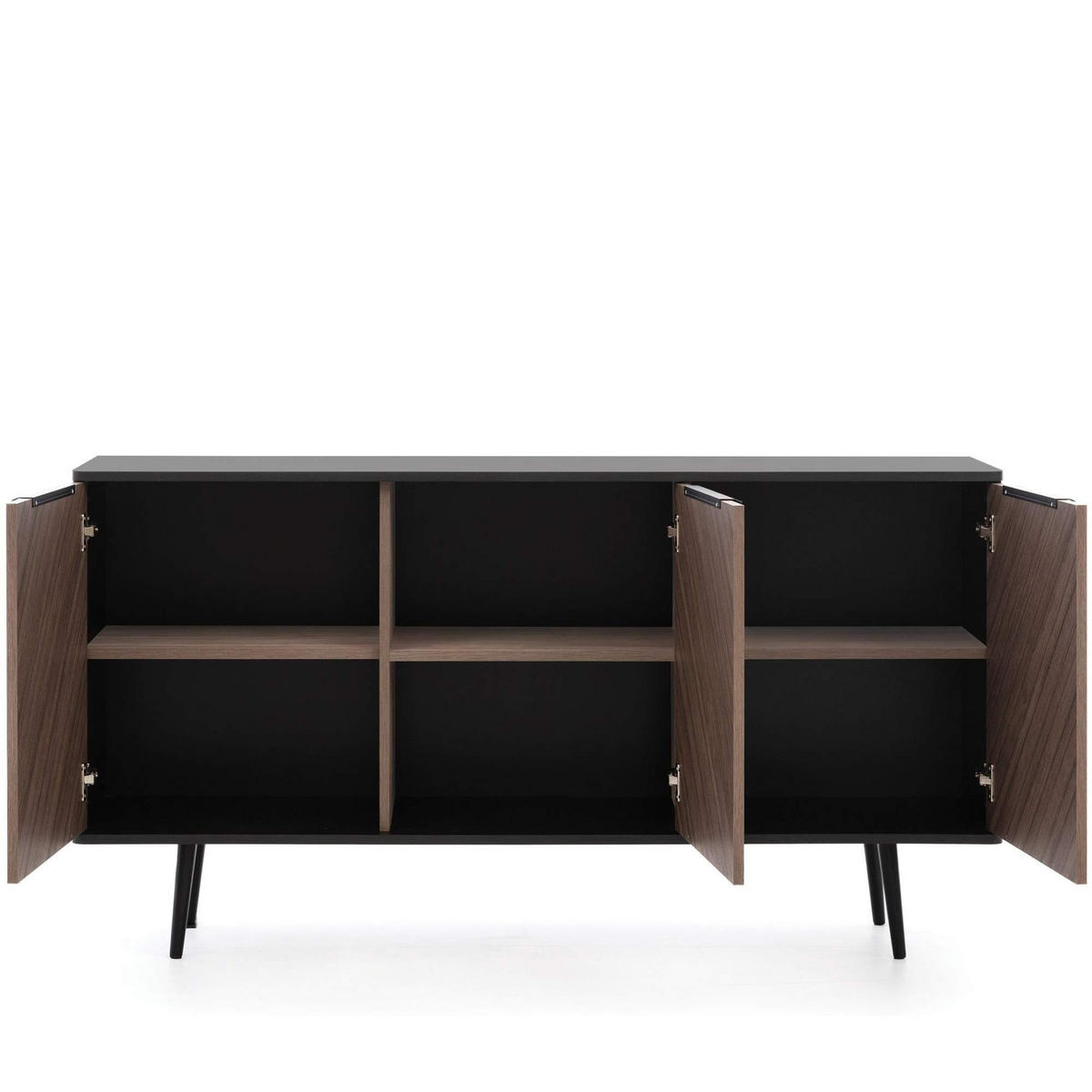 KOMMODE LANDI,Schwarz/Braun - Schwarz/Braun, Holzwerkstoff (150/80/41cm) - KONSIMO®