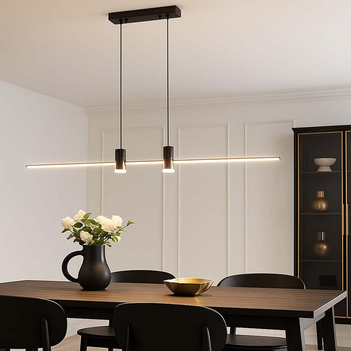 LED HÄNGELEUCHTE Aluminium Schwarz Neutralweiß - Schwarz, Metall (80/80/115cm)