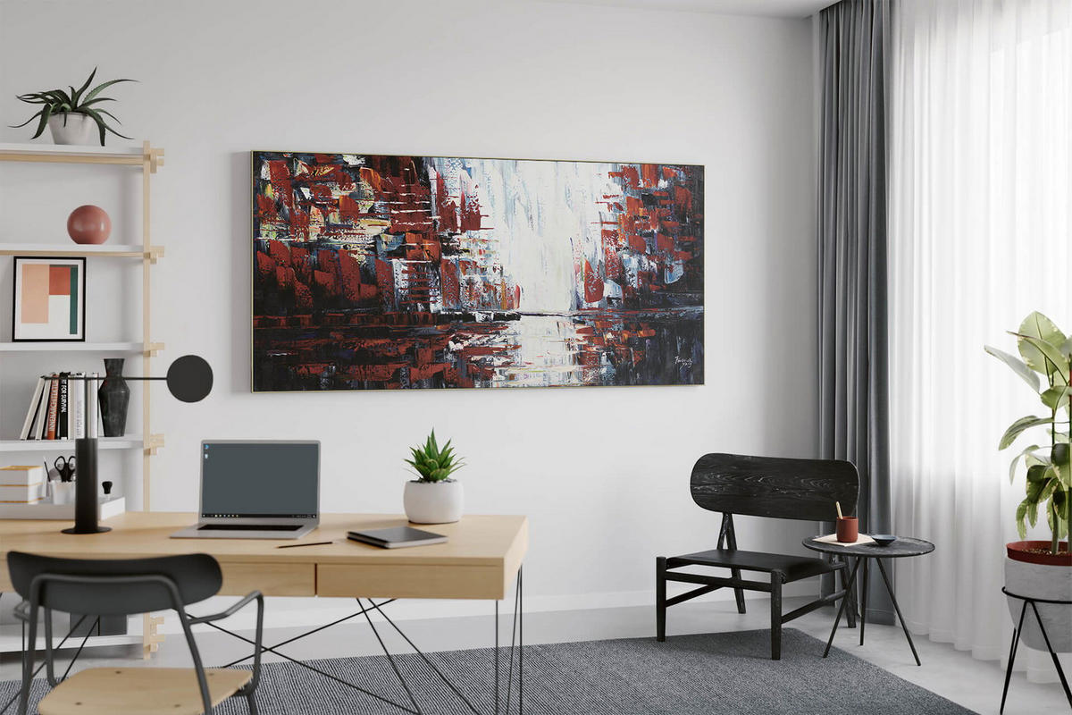 XXL ÖLGEMÄLDE Rot 200/100 cm - Rot/Weiß, Holz/Textil (200/100cm) - KUNSTLOFT