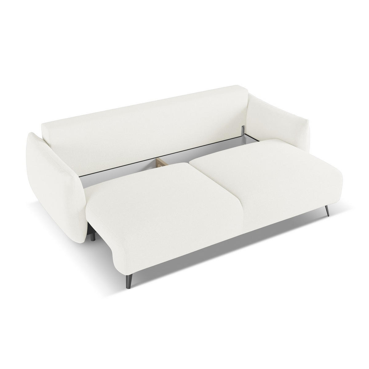 3-SITZER SOFA mit Schlaffunktion Chenille Stoff Weiß - Schwarz/Weiß, Textil/Metall (230/86/105cm) - LaMiaSofa