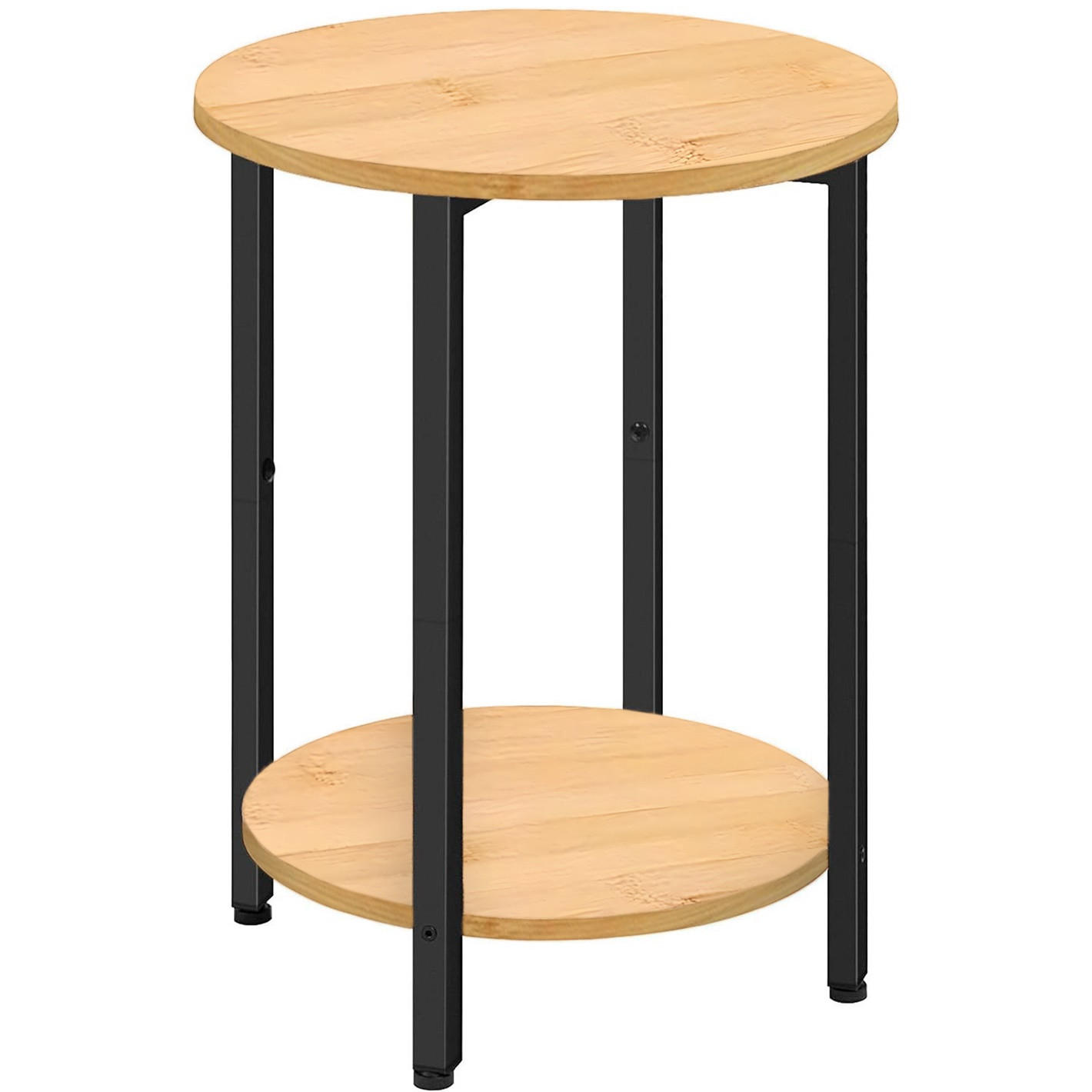 BEISTELLTISCH Bambus Metall Naturfarben Schwarz rund 45×62×40 cm - Schwarz/Naturfarben, Holzwerkstoff/Metall (45/45/62cm) - Begryf