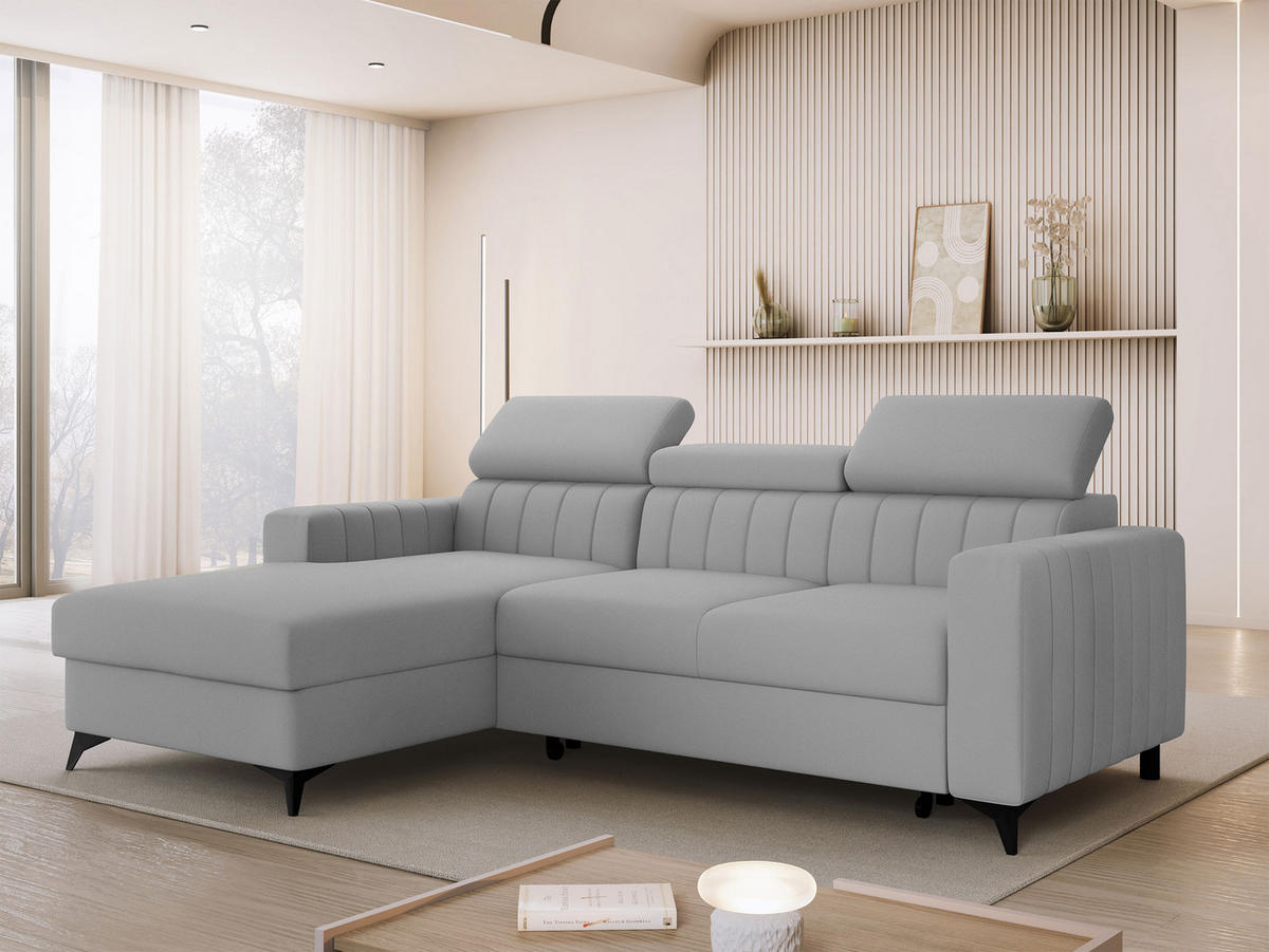 COLTAR Milano, Stanga LC+2R - gri deschis/negru, material textil/lemn (236/172cm) - MIRJAN24