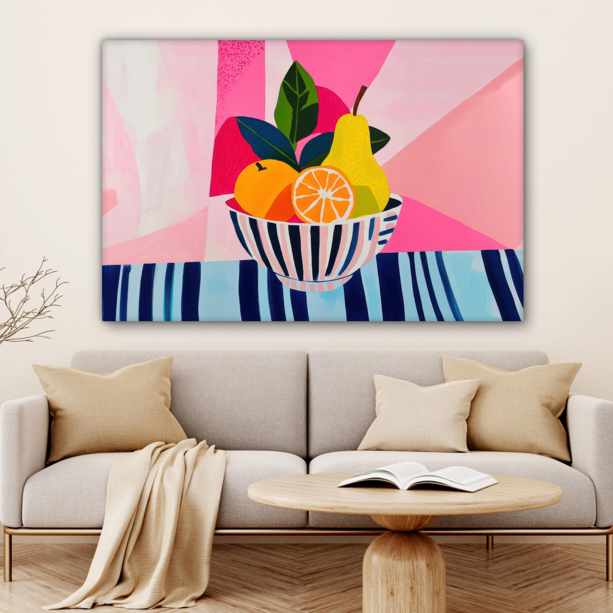 LEINWANDBILD Obst - Abstrakter Hintergrund - Rosa Groß 140x90 cm - Pink, Textil (140/90cm) - MuchoWow