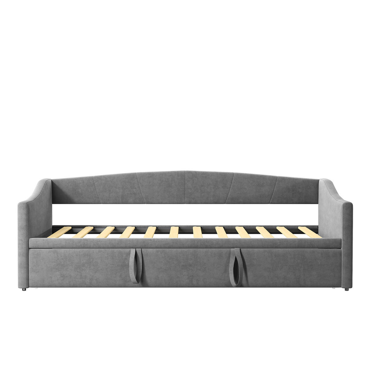 TAGESBETT 90x200cm/180x200cm Ausziehbett, Grau, Erweiterbares Schlafsofa, Samt - Grau, Textil/Metall (180/200cm)