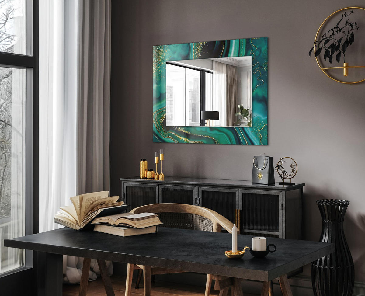 SPIEGEL 80 x 60 cm Rechteckig mit Aufdruck - Jadegrün, Glas (80/60/0.4cm) - TULUP