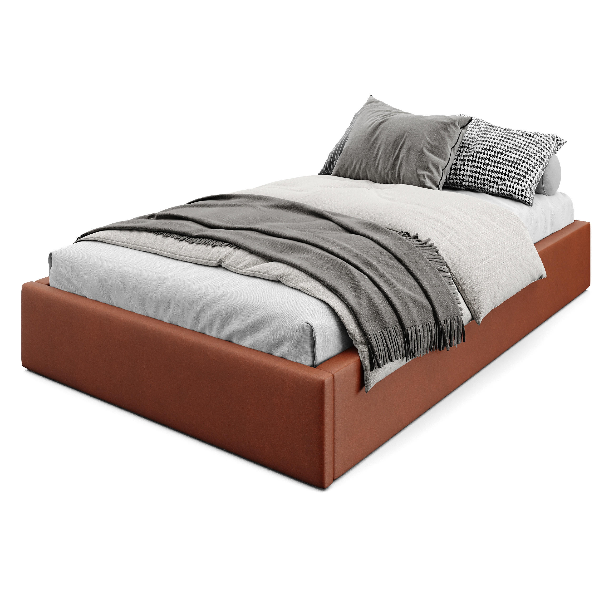POLSTERBETT 120x200cm Bett mit Stauraum Lattenrost Honigfarbe - Orange/Braun, Holz/Holzwerkstoff (120/200cm) - Muralo