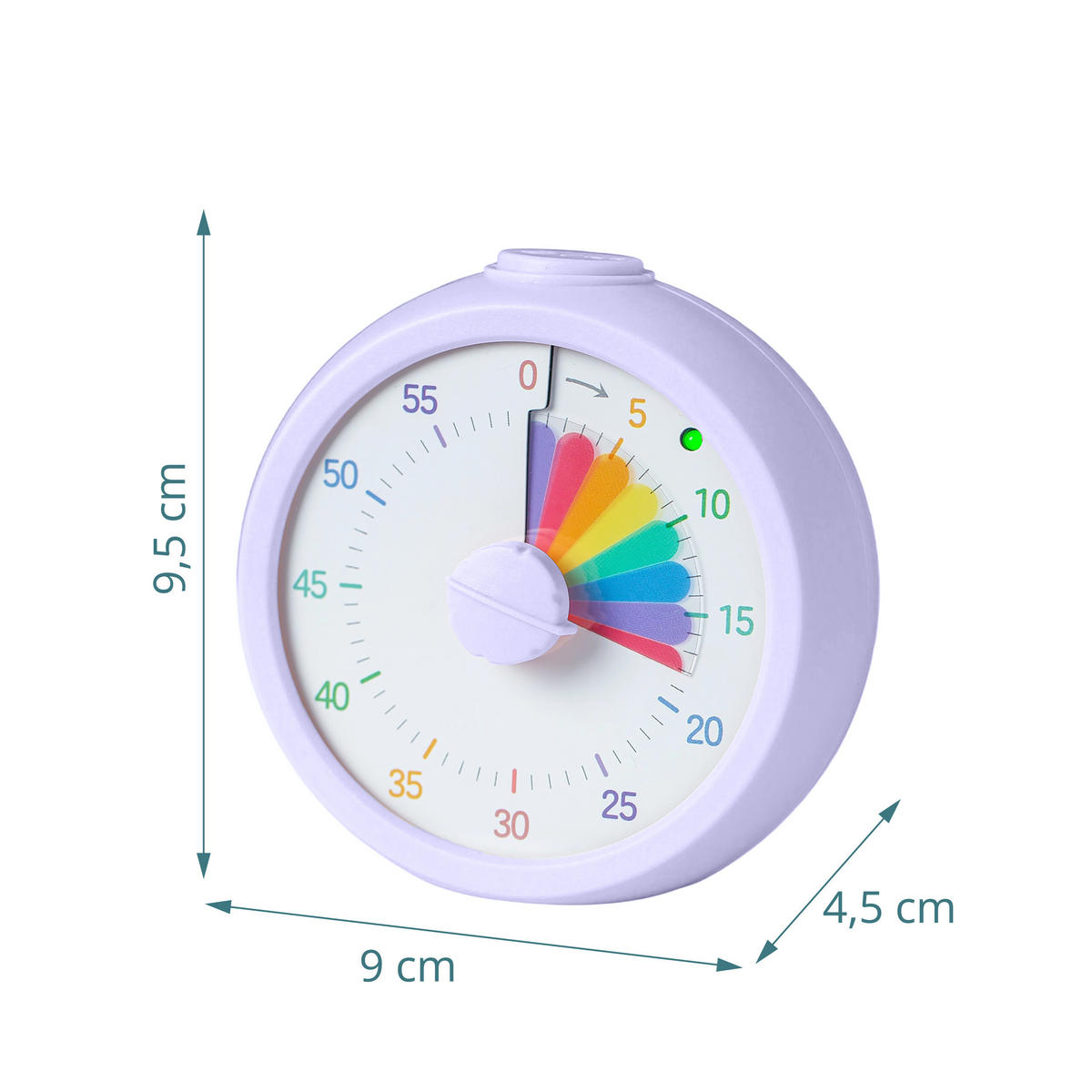 TIMER lila regnbågsmönster 60 min - Lila, Plast (9/9.5/4.5cm) - Relaxdays