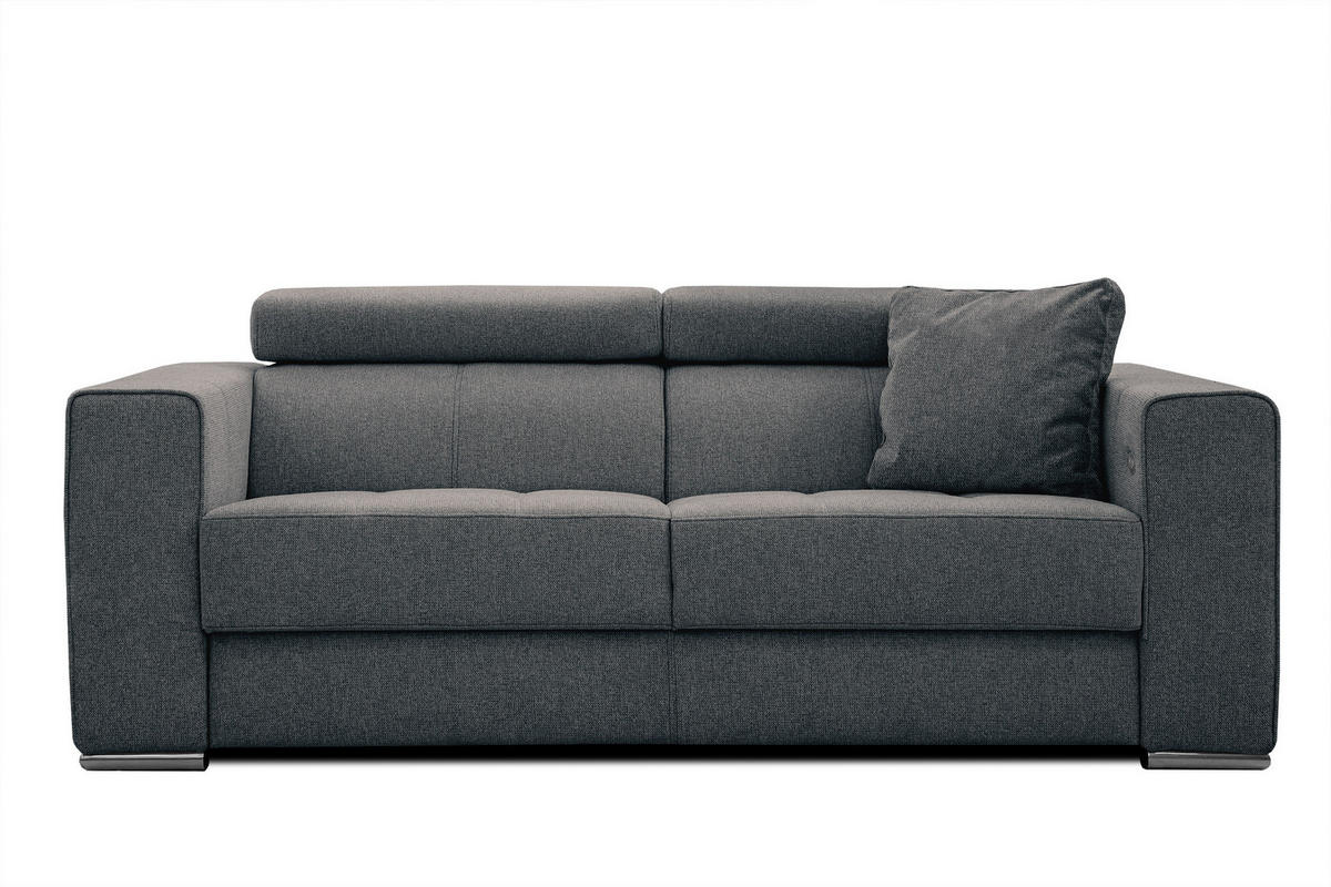 SOFA QUARTZ 3-Sitzer mit Ausziehsitz, dunkelgrau - Dunkelgrau, Holzwerkstoff/Textil (202/80/102cm) - Courtois Laville