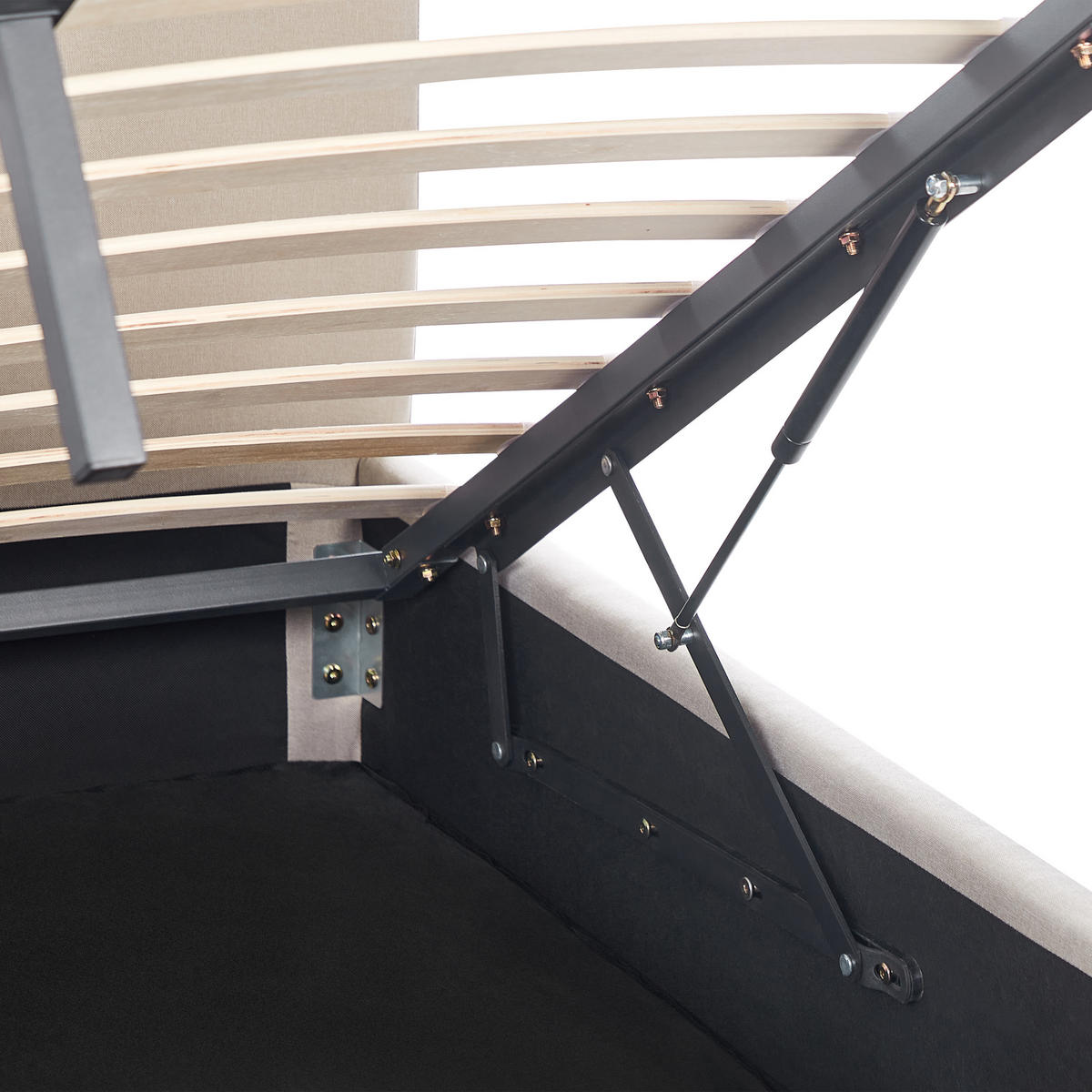 BETT mit Stauraum 160/200 cm Beige Rennes - Beige/Schwarz, Textil (160/200cm) - Beliani