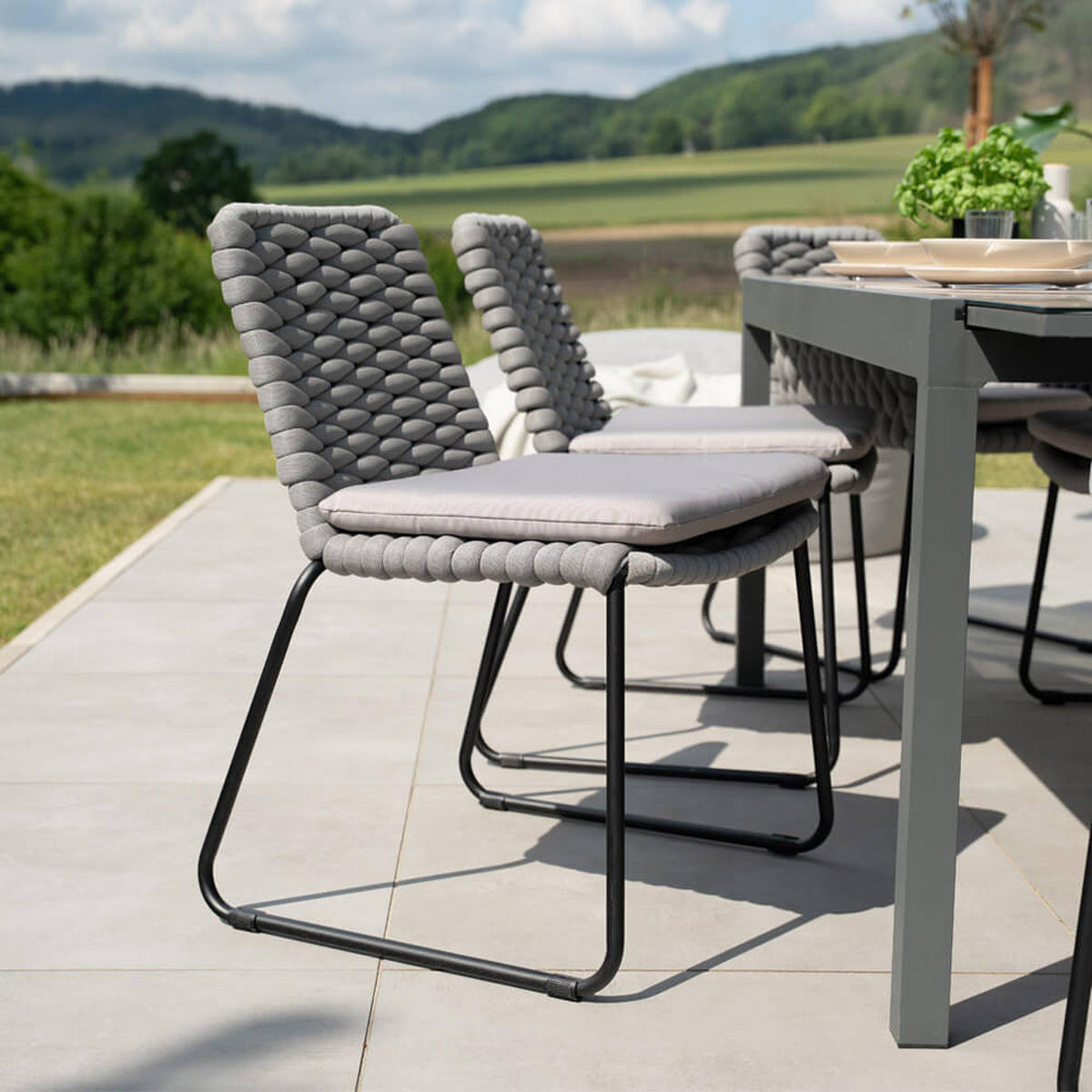 GARTENSTUHL BALERO - 10, Hellgrau - Hellgrau, Kunststoff/Metall (63/85/62cm) - Home Deluxe