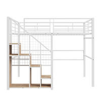 HOCHBETT 140/200 cm in Weiß – mit Stauraum, Treppe und Rausfallschutz - Weiß, Metall (140/200cm) - BEAOK