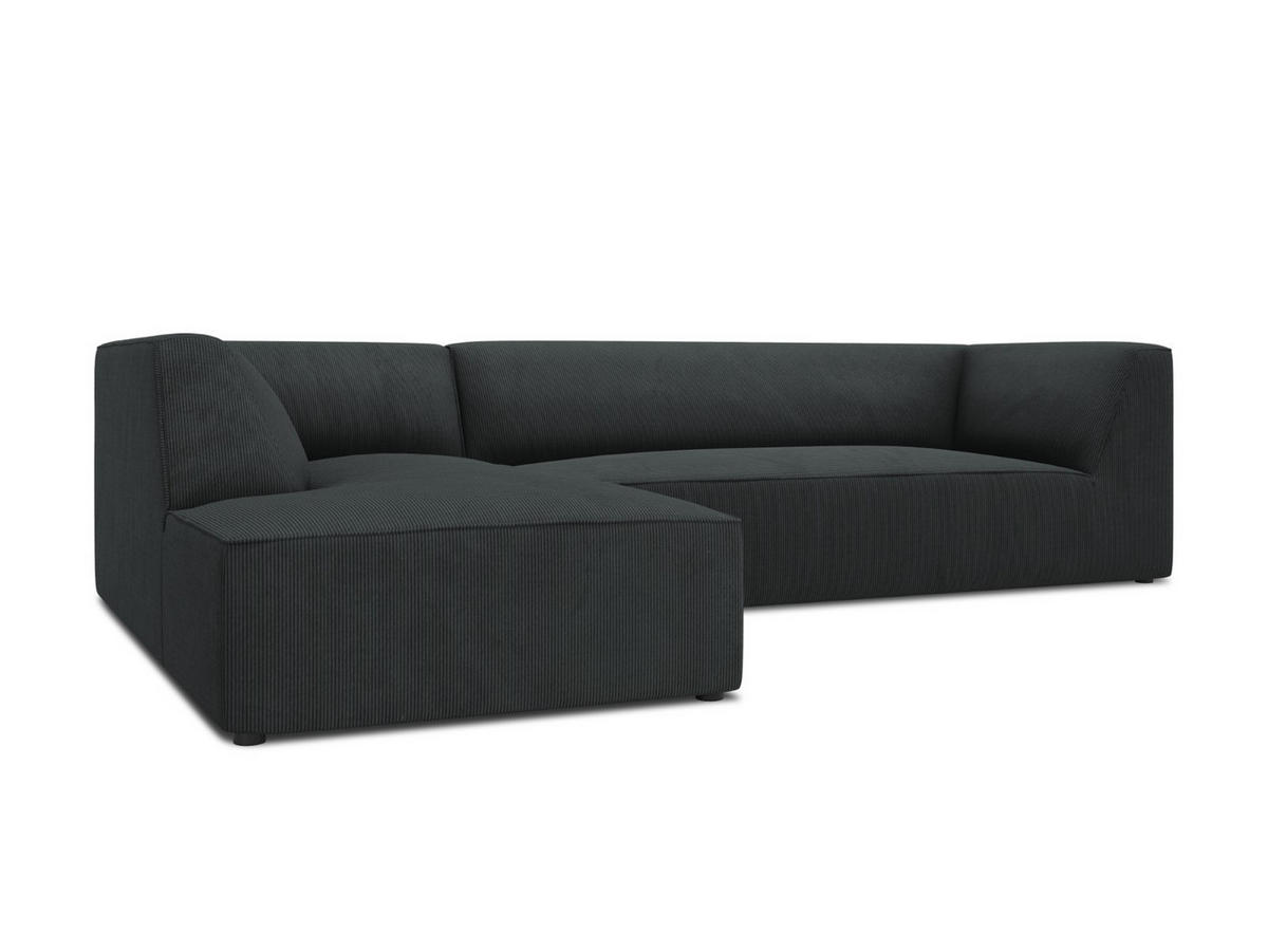 ECKSOFA links Ruby aus Cord schwarz 4 Sitzplätze - Schwarz, Textil (180/273cm) - Micadoni