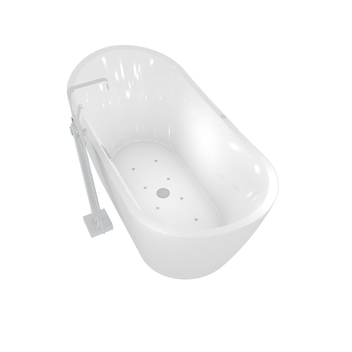 FREISTEHENDE Badewanne F13 180x92cm Whirlpool Luftmassage Armatur AF05 - Weiß, Glas/Kunststoff (80/72/180cm) - AcquaVapore by Sandra Jentho