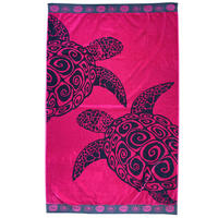 STRANDTUCH Frottee Velours Jacquard Fuchsia Turtles 100x175 470g/m² - Pink, Textil (100/175cm) - LE COMPTOIR DE LA PLAGE