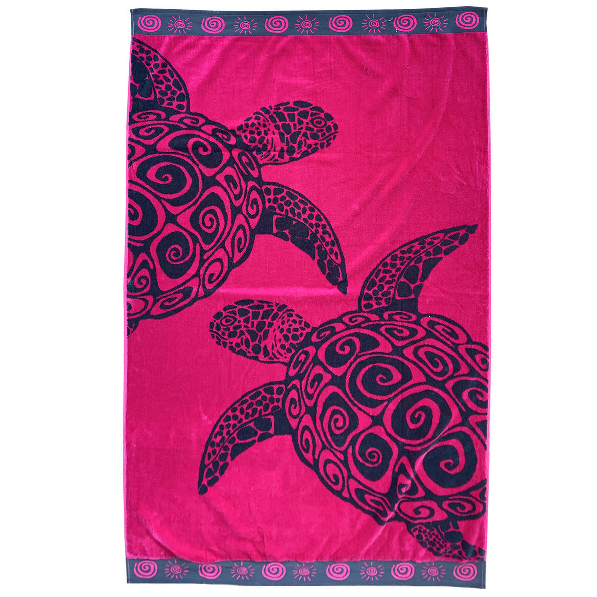 STRANDTUCH Frottee Velours Jacquard Fuchsia Turtles 100x175 470g/m² - Pink, Textil (100/175cm) - LE COMPTOIR DE LA PLAGE