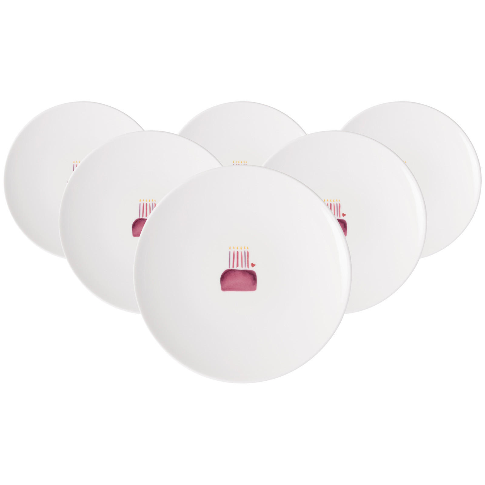 FRÜHSTÜCKSTELLER HAPPY BIRTHDAY With Love weiß-rot ø 21,2 cm 6er Set - Rot/Weiß, Keramik (21.2cm) - Villeroy & Boch