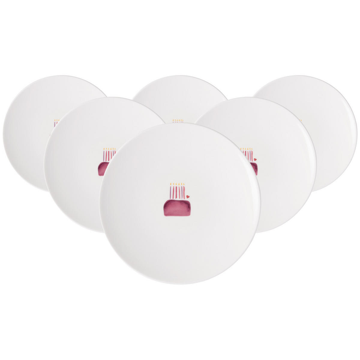FRÜHSTÜCKSTELLER HAPPY BIRTHDAY With Love weiß-rot ø 21,2 cm 6er Set - Rot/Weiß, Keramik (21.2cm) - Villeroy & Boch
