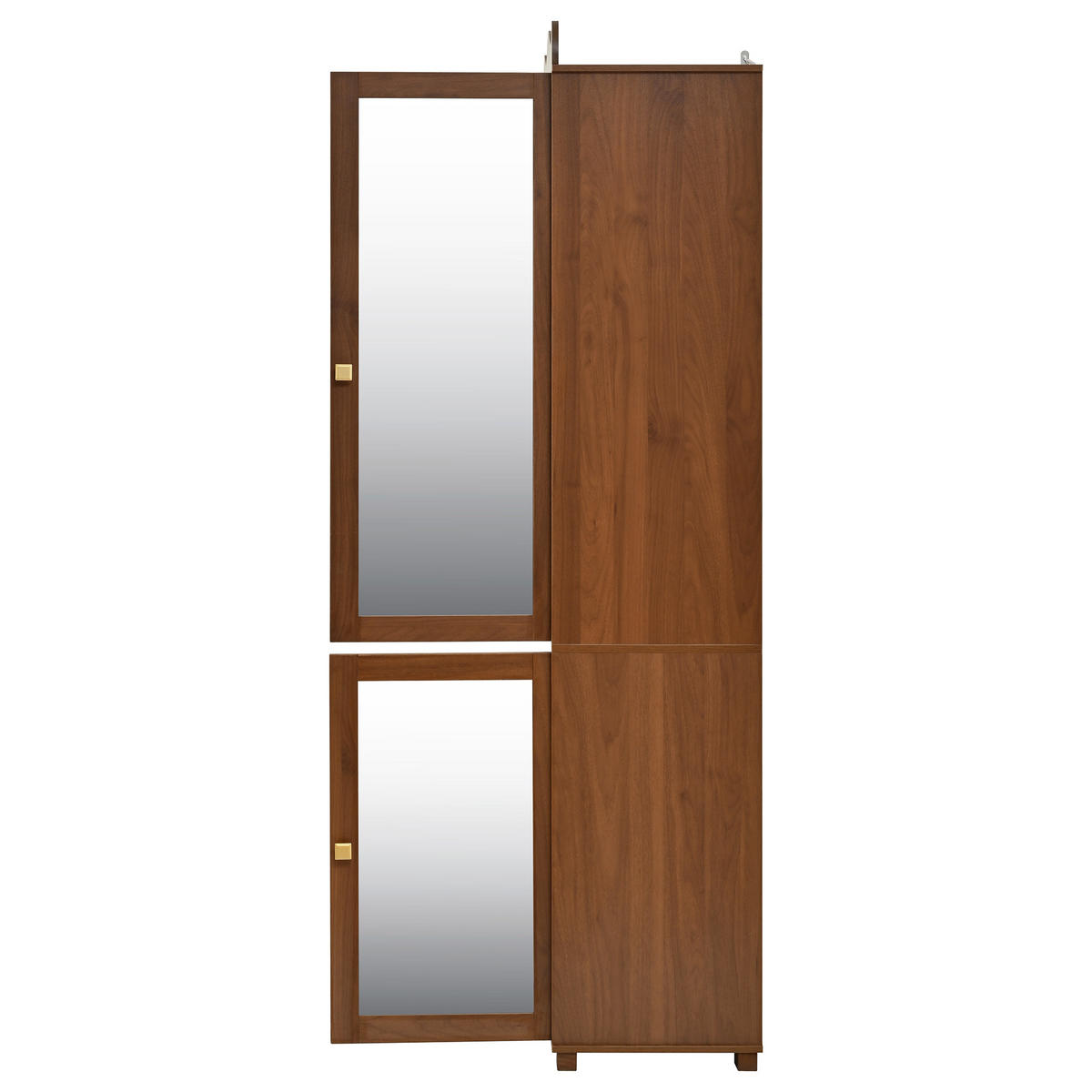 IN Nussbaumfarben Kleiderschrank mit Spiegel und offenem Kleiderständer, Schublade und 2 Türen, B115.5/T38.5/H194.5cm - Nussbaumfarben, Glas/Holzwerkstoff (115.5/194.5/38.5cm) - STILVORA