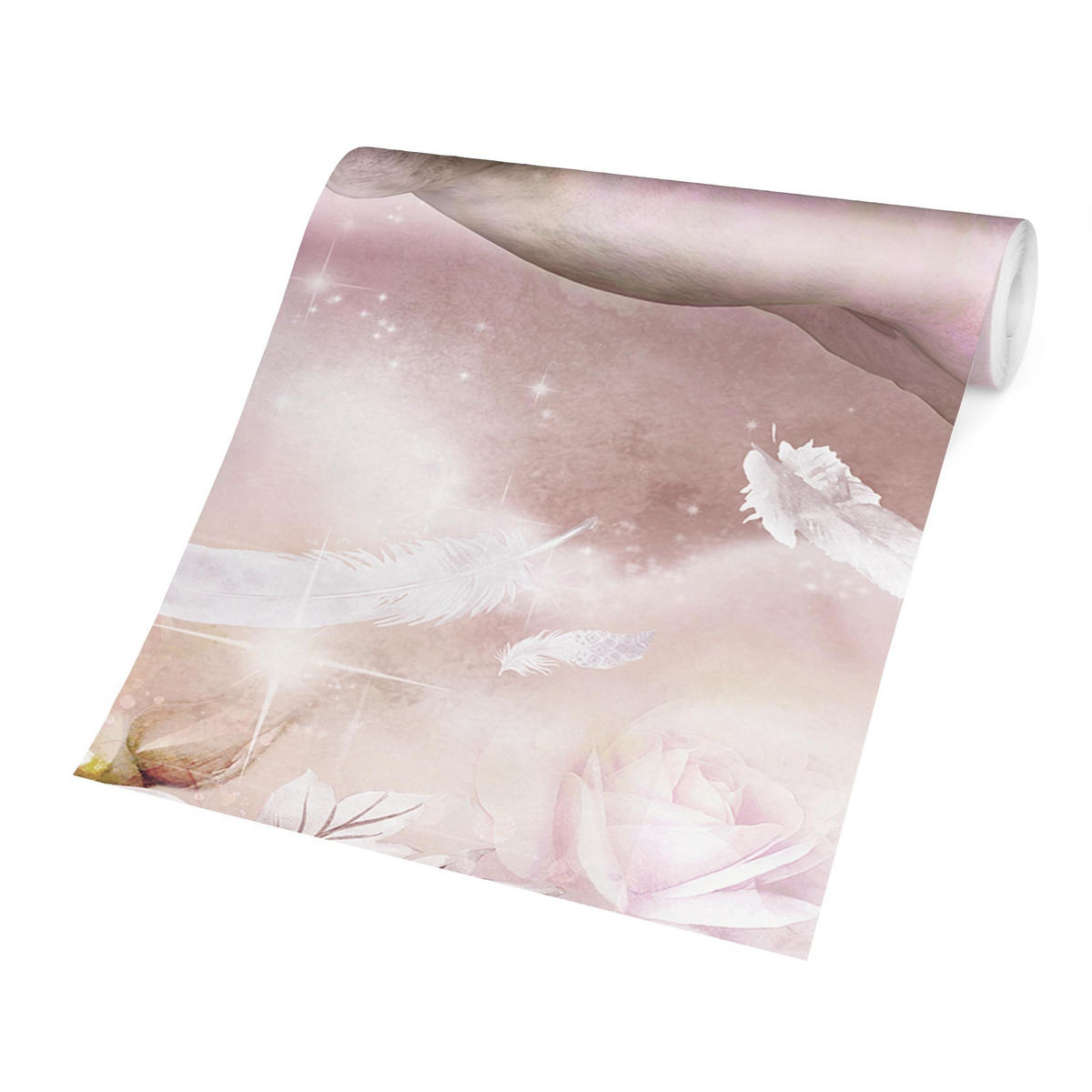FOTOTAPETE Pegasus Einhorn mit Rosen 432/290 cm - Rosa, Papier (432/290cm) - Bilderwelten