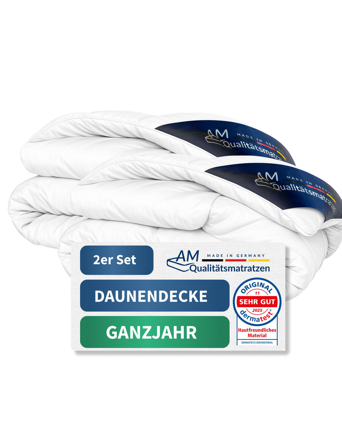 GANZJAHRES DAUNENDECKE 155/220 cm 2er Set - Weiß, Textil (155/220cm) - AM Qualitätsmatratzen
