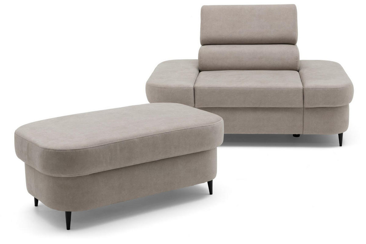 POUF PRIAM 104 x 60 cm Velours Beige - Beige/Schwarz, Holz/Textil (104/43/60cm) - Muffo