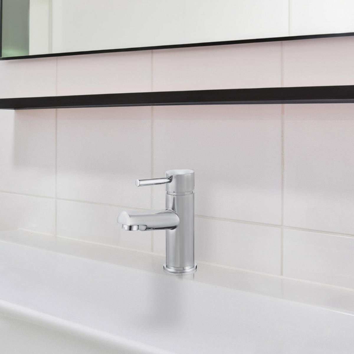 WASCHTISCHARMATUR FLOWY - Silber - Chromfarben, Metall (5.2/15/11cm) - Home Deluxe