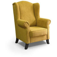 OHRENSESSEL Leonardo gelb - Wengefarben/Sahara, Holz/Textil (88/118/86cm) - Beautysofa