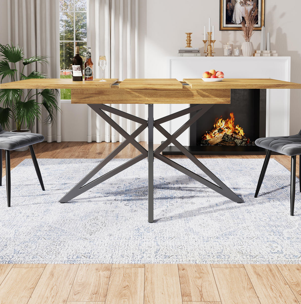 ESSTISCH, MDF mit Metallgestell, ausziehbar 120–160/80/66,1 cm, Walnuss-Optik - Walnussfarben, Holzwerkstoff (120/80/66.1cm) - Redom