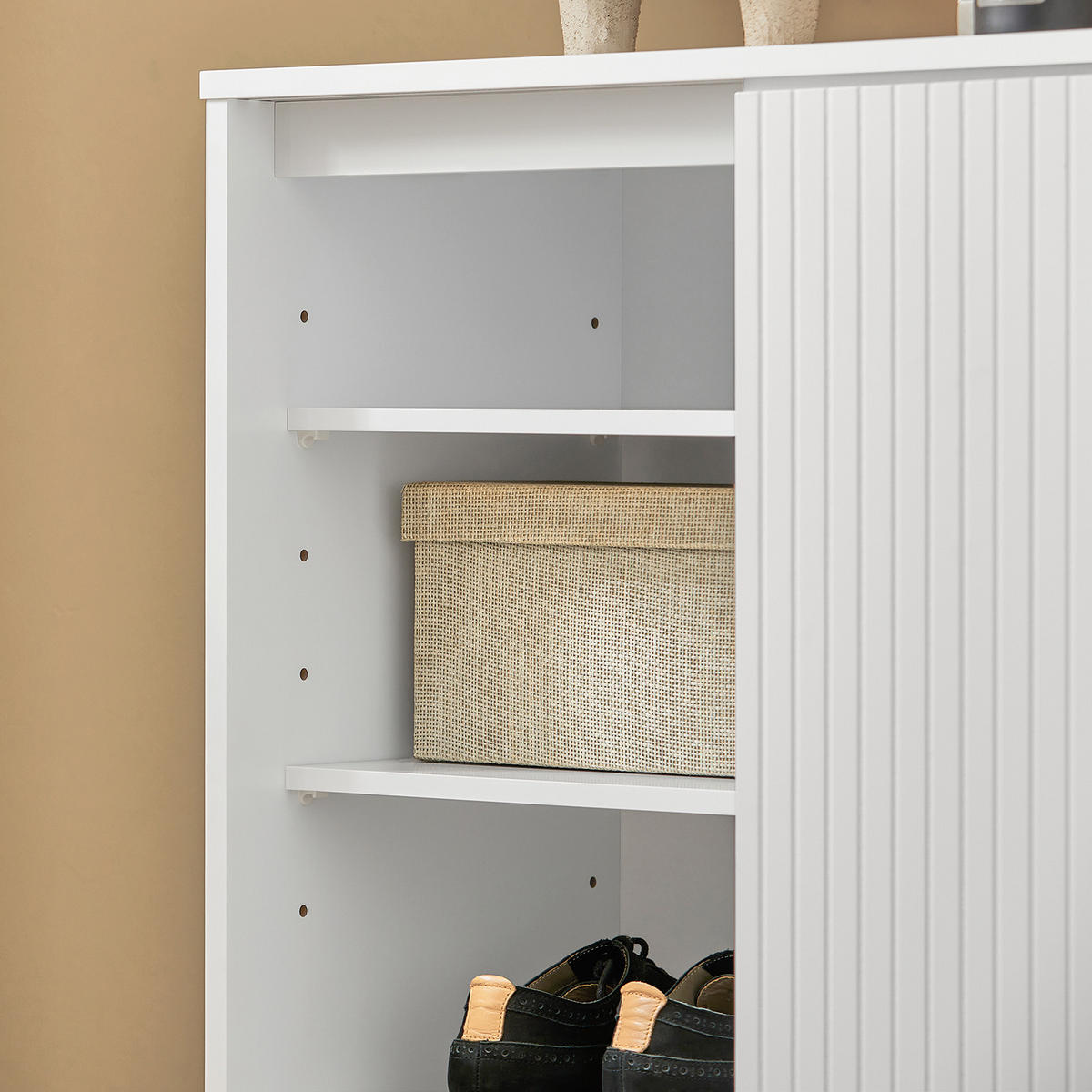 SCHUHSCHRANK Weiß - Weiß, Holzwerkstoff/Metall (70/87/37cm) - SoBuy