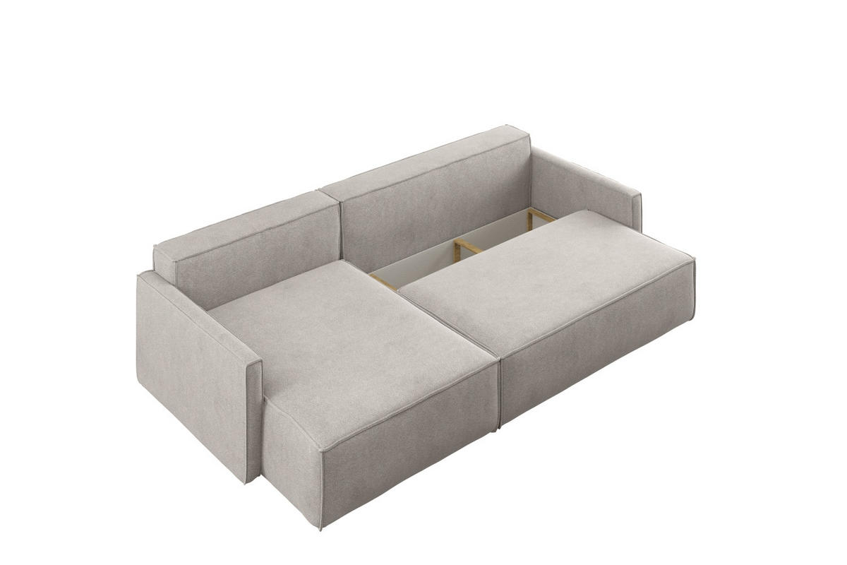 SCHLAFSOFA Carlos L-Form, Ecksofa Mit Bettkasten Und Schlaffunktion Stoff Salvador Links Hellgrau - Hellgrau, Holz/Textil (142/83/250cm) - Kaiser Möbel