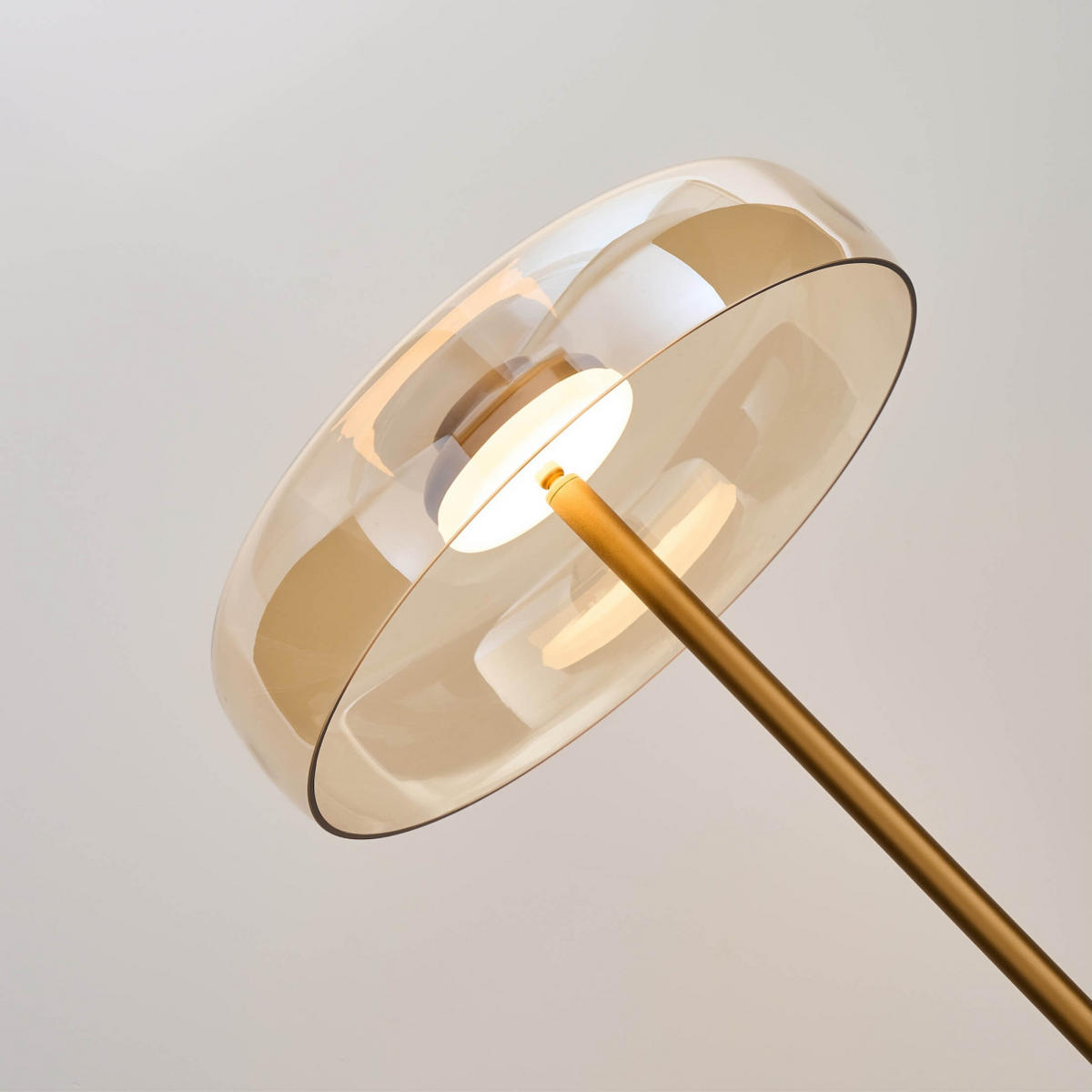 STEHLEUCHTE Riccardo, Bernstein und Gold, 165cm - Bernsteinfarben, Glas (165/42/165cm) - KOSILUM