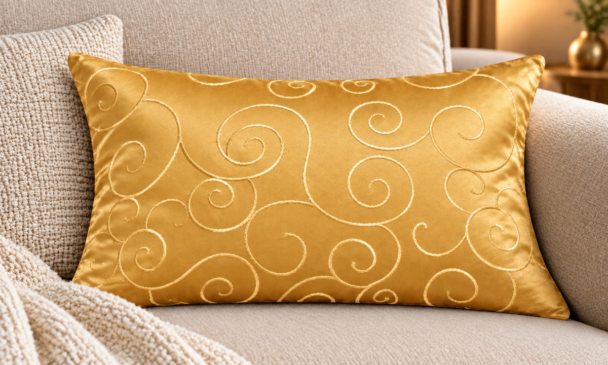 KISSENBEZUG 30x50 cm Gelb Damast Circle - Gelb, Textil (30/50cm) - TiborTex