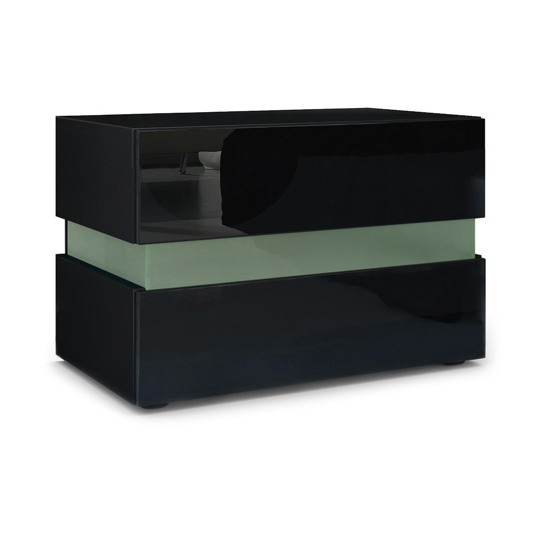 NACHTTISCH Flow Schwarz - Schwarz Hochglanz, Holzwerkstoff (60/45/39cm) - Vladon