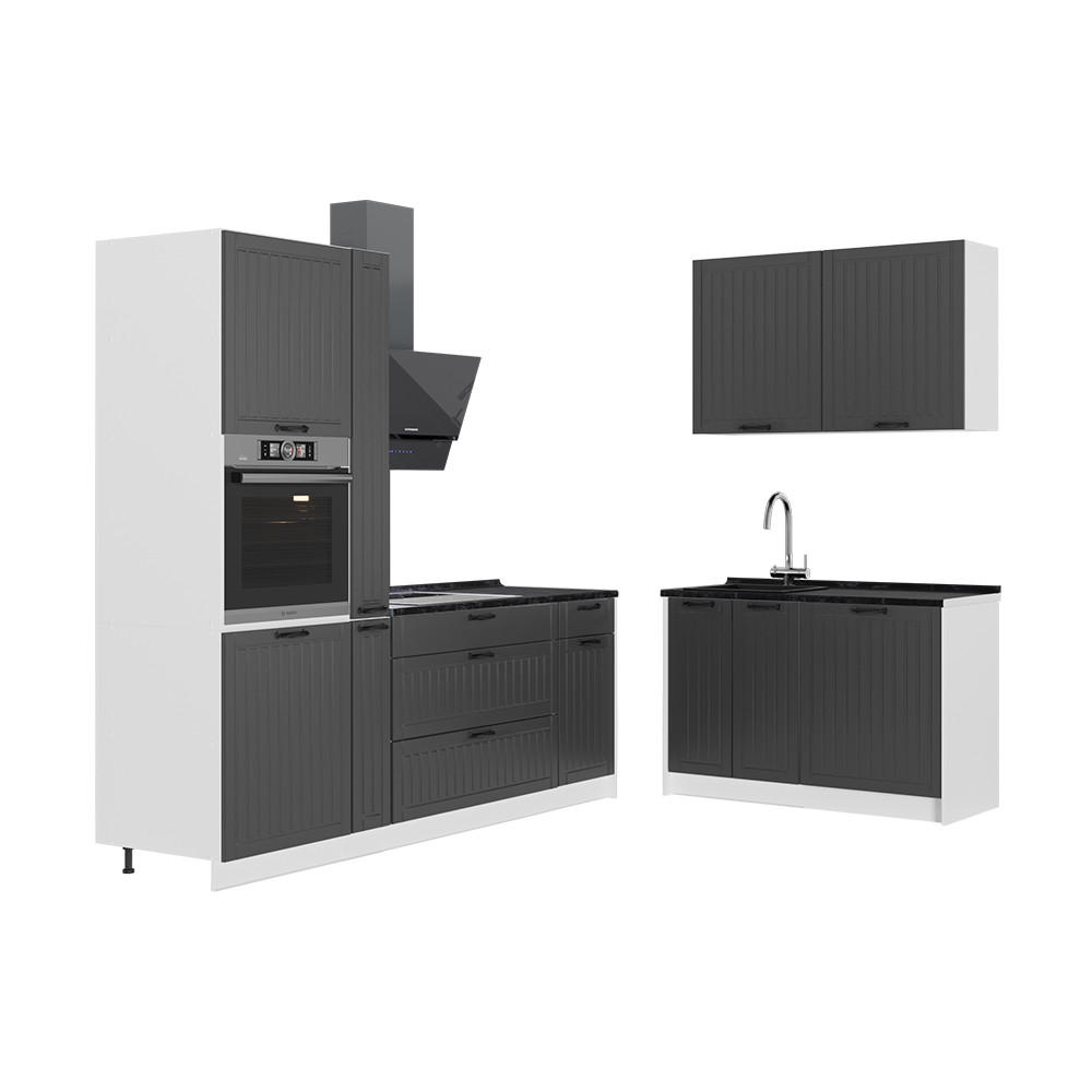 Vicco KUCHYNĚ Fame-Line, Tmavě šedá/Bílá, 220 x 120 cm, PD Mramor