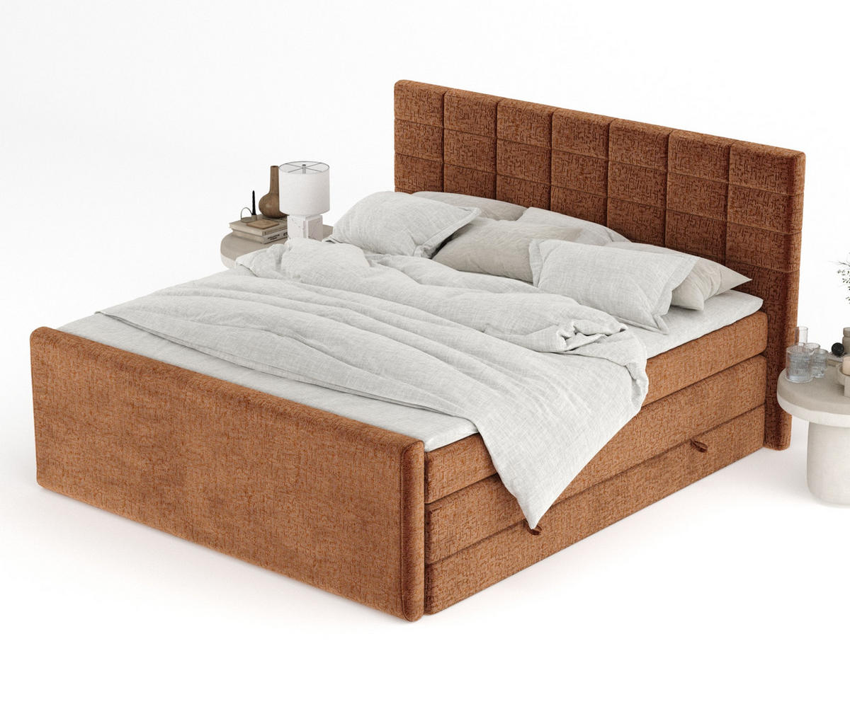 BOXSPRINGBETT Ava Kupferfarbe 160/200 cm - Schwarz/Kupferfarben, Holz/Holzwerkstoff (160/200cm) - Maison de Reve