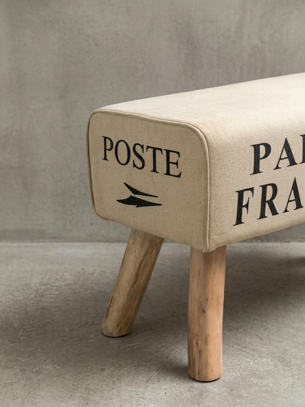 SITZBANK – Stoff/Leder, 91 cm, Braun/Beige, Holzbeine - Braun, Leder/Holz (91/51/30cm) - KADIMA DESIGN