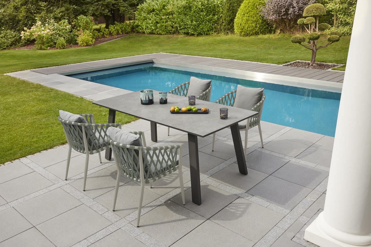 STAPELSTUHL Vienna, Rope, Aluminium, Taupe-Grün - Grau/Grün, Metall (45/80/60cm) - dasmöbelwerk