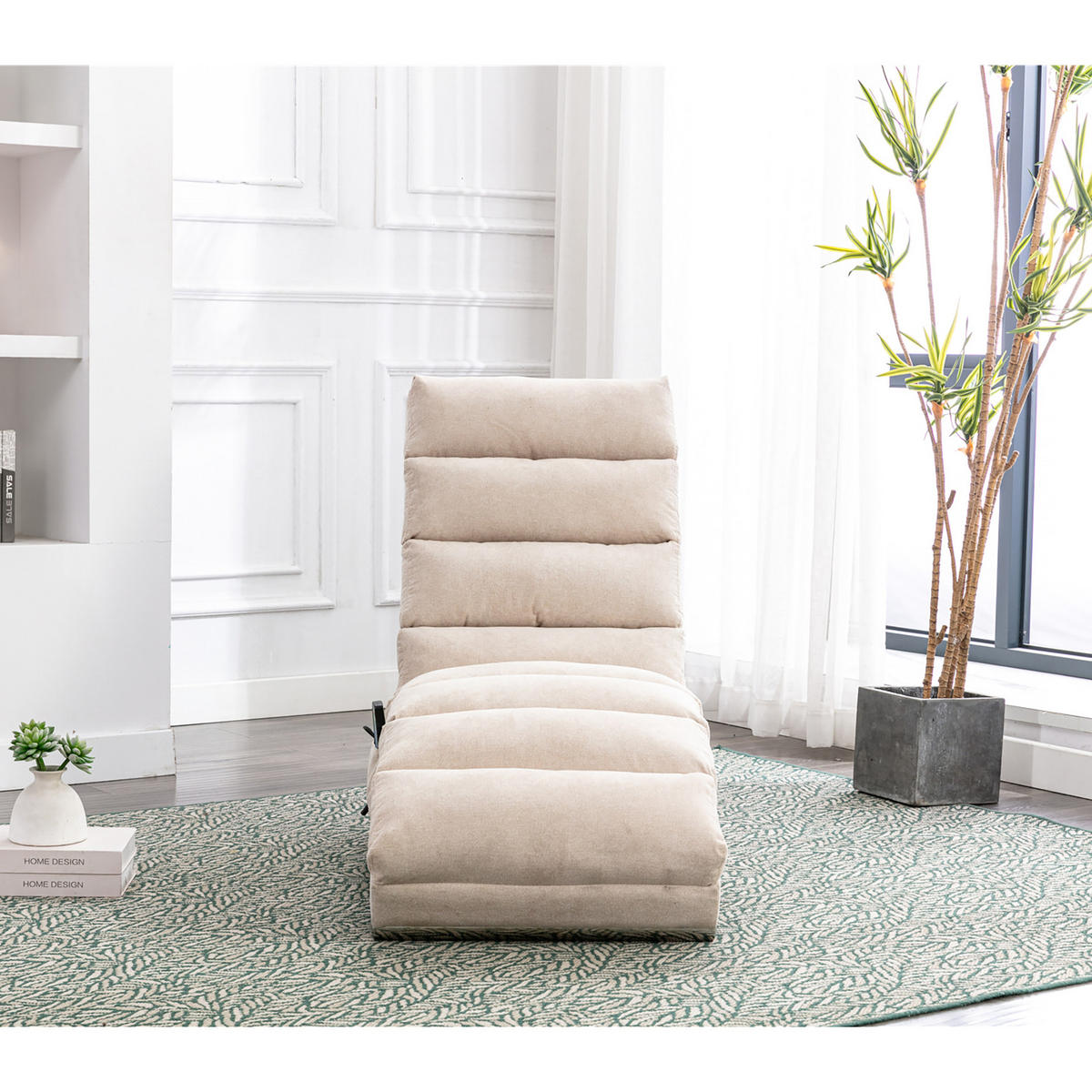 LIEGESOFA Entspannungsliege – mit Ganzkörperunterstützung, Vibrationsfunktion & Seitentaschen, modern, für Wohnzimmer, Büro & Schlafzimmer - Beige, Textil (55/84/148cm) - Ej. Life