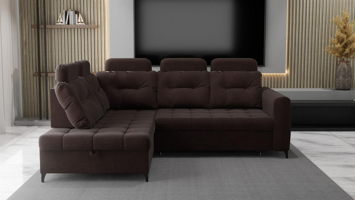 ECKSOFA Wendie - Dunkelbraun, Holzwerkstoff/Textil (200/250cm) - Fun Möbel